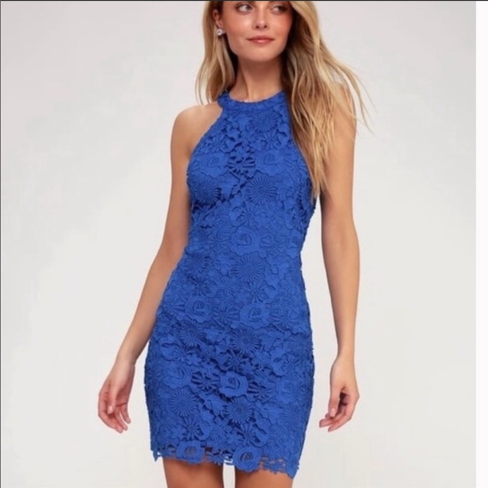 NWT lulus Love Poem blue lace dress.